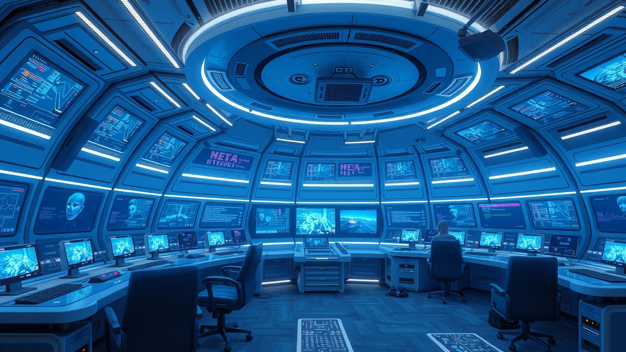 Futuristic space mission control center